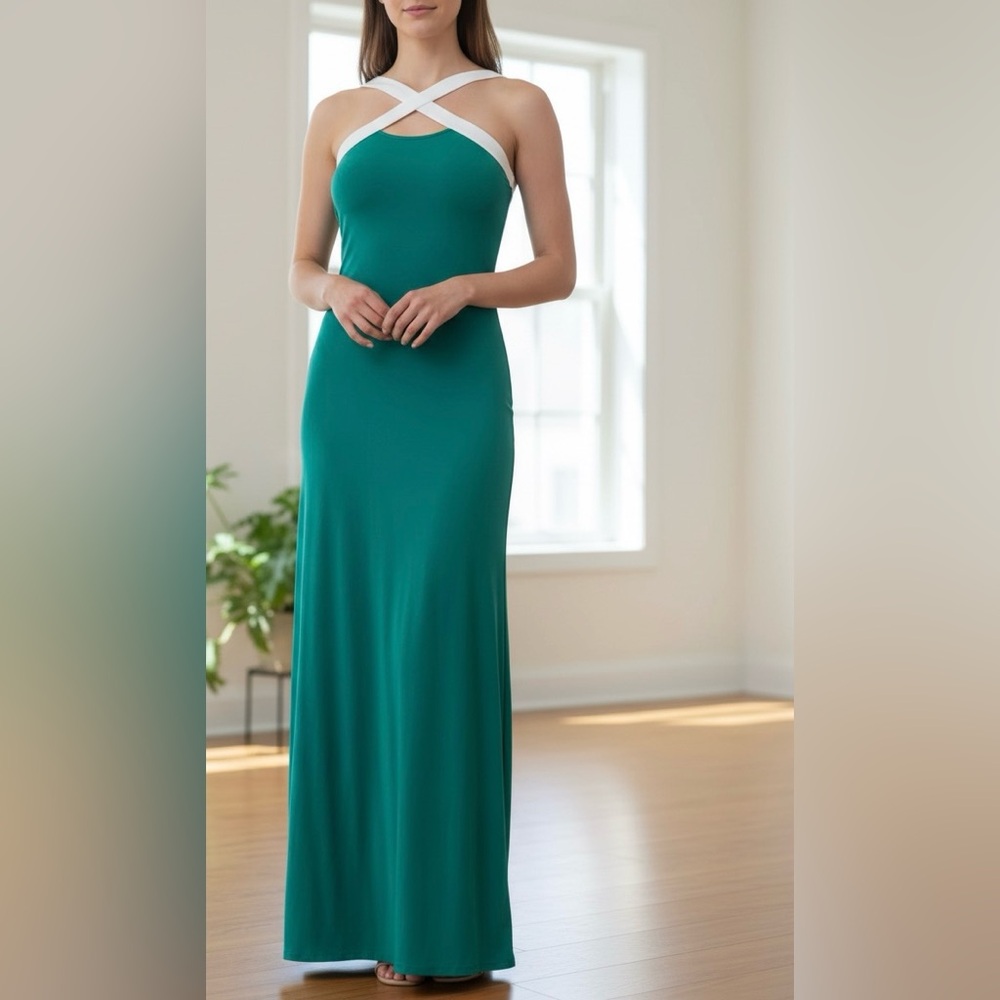 VENUS Teal Maxi Dress - Sleek Sleeveless Slip